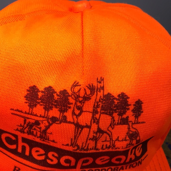 Vintage USA made floppy puffy trucker SnapBack hat full 6 panel blaze orange cap - Picture 8 of 15